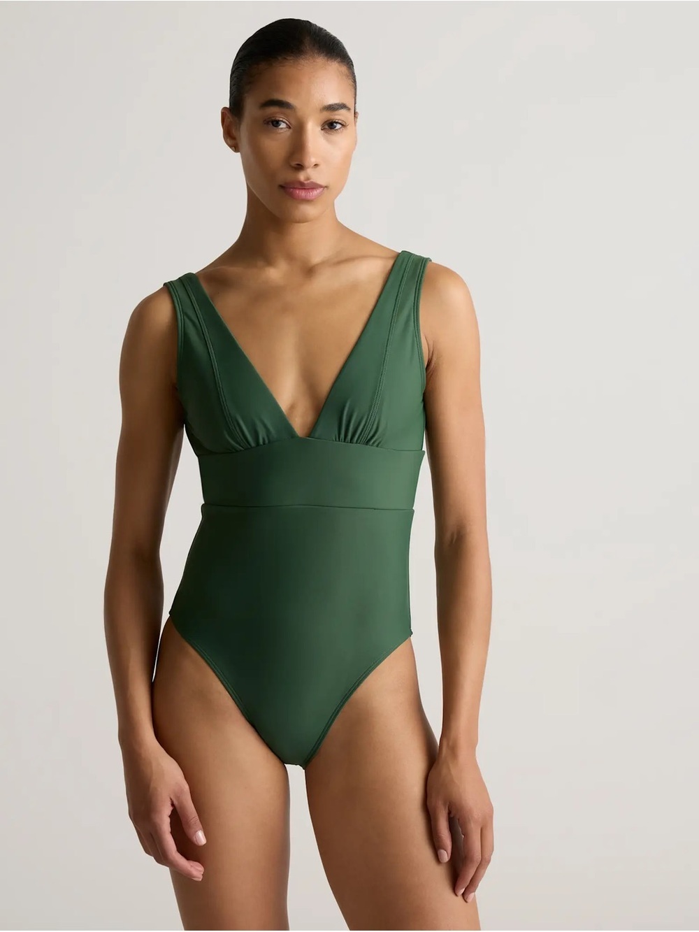 Quince Italian Plunge One-Piece Swimsuit S Small NWT